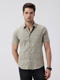 Men's Pure Cotton Self-Textured Checks Shirt With Slub Fabric Detailing
