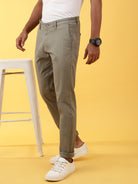 Trim Fit Textured Trousers for Men Online