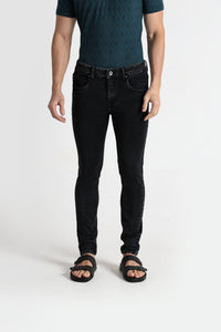 Stretch Fabric Stone Washed Smoky Black Jeans