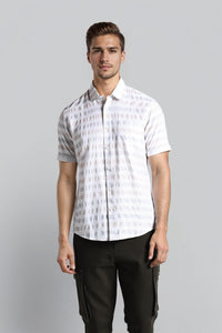 White Dobby Texture Horizontal Infused Stripe Shirts