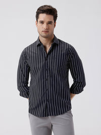 Black Striper Comfort Fit Casuals Shirts