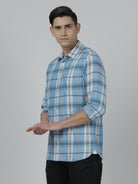 Crocodile Blue Full Sleeve Casual Comfort Fit Shirt