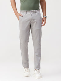 Light Grey Solid Slim Fit Trousers