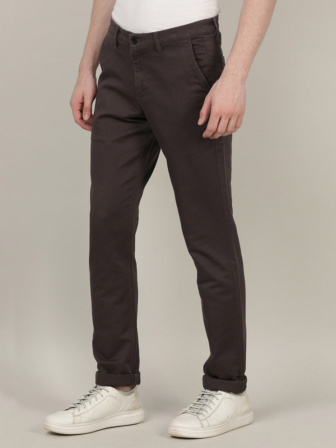 Crocodile Men Grey Slim Fit Chinos