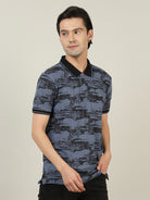 Crocodile Men Navy Printed Slim Fit T-Shirt