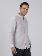 Casual Grey Full Sleeve Regular Fit Solid Shirt with Collar for Men