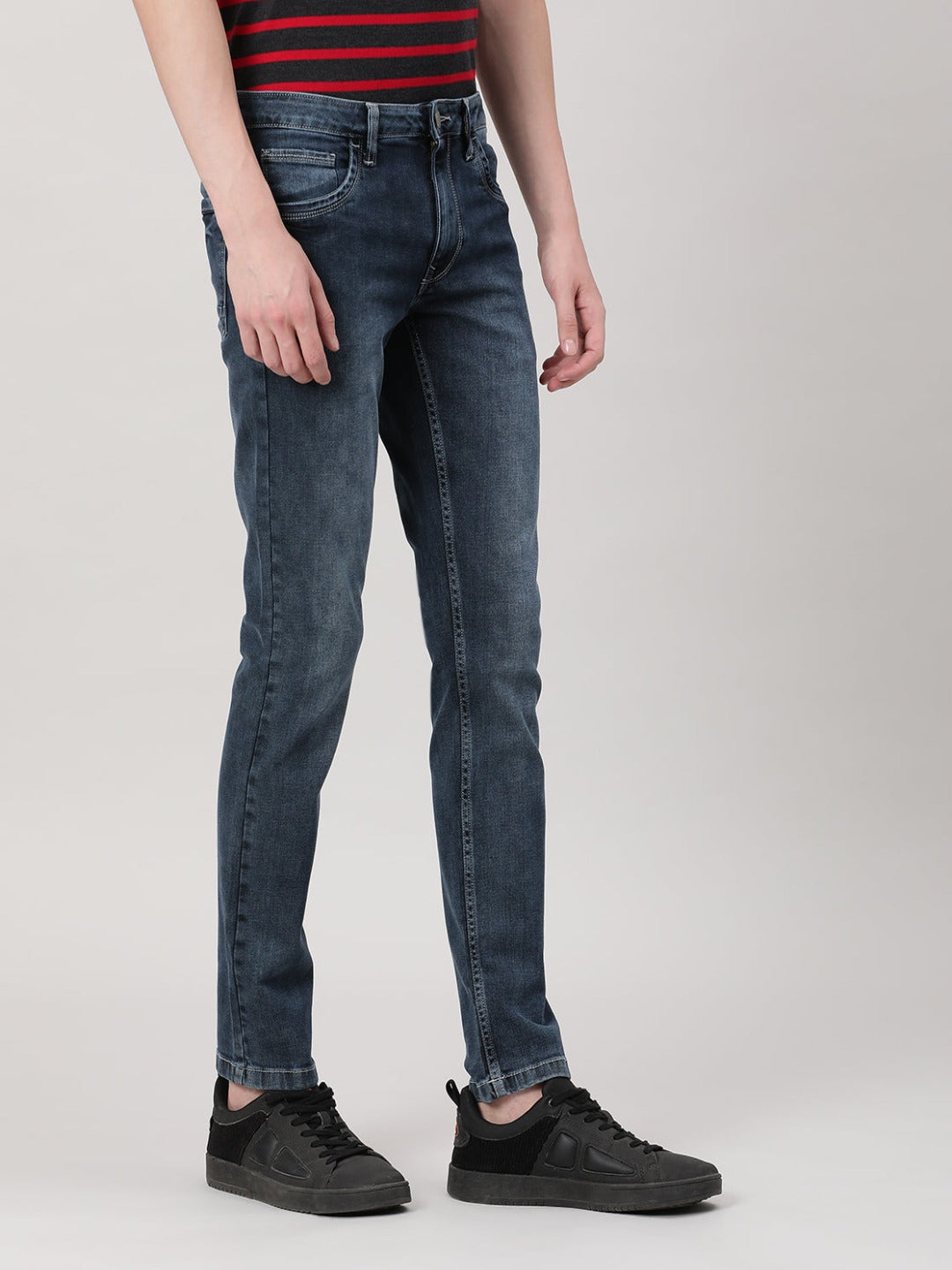 Casual Denim Jean slip Tapered Solid Light Blue for Men