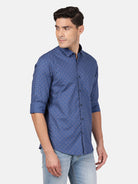 Crocodile Full Sleeve Slim Fit Printed Navy with Collar Shirt for Men