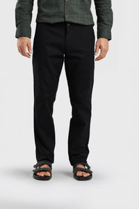 Black Cotton-Lycra Slim Fit Trousers With Classic Styling