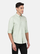 Crocodile Men's Casual Full Sleeve Slim Fit Printed Green with Collar Shirt