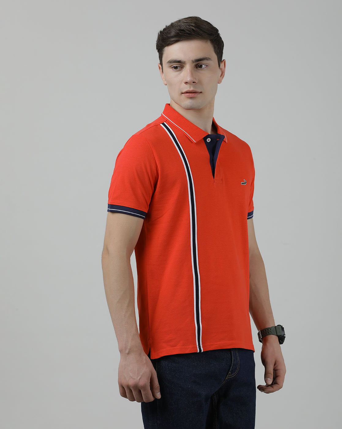 Casual Red Solid Polo T-Shirt Half Sleeve Slim Fit with Collar for Men