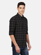 Crocodile Men's Casual Full Sleeve Slim Fit Checks Black With Collar Shirt Online