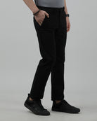 Casual Slim Fit Solid Black Trousers for Men