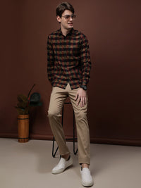 Maroon Checked Full Sleeve 100% Cotton Shirt