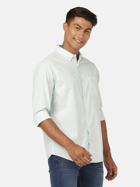 Casual Full Sleeve Slim Fit Solid Mint with Collar Shirt for Men