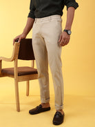 BEIGE TEXTURED FABRIC TROUSER