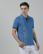 Casual Blue Solid Polo T-Shirt Half Sleeve Slim Fit with Collar for Men