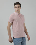 Casual Pink Printed T-Shirt Half Sleeve Slim Fit Melange with Collar for Men