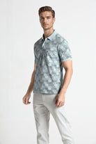 Men Blue Printed Polo T-shirt