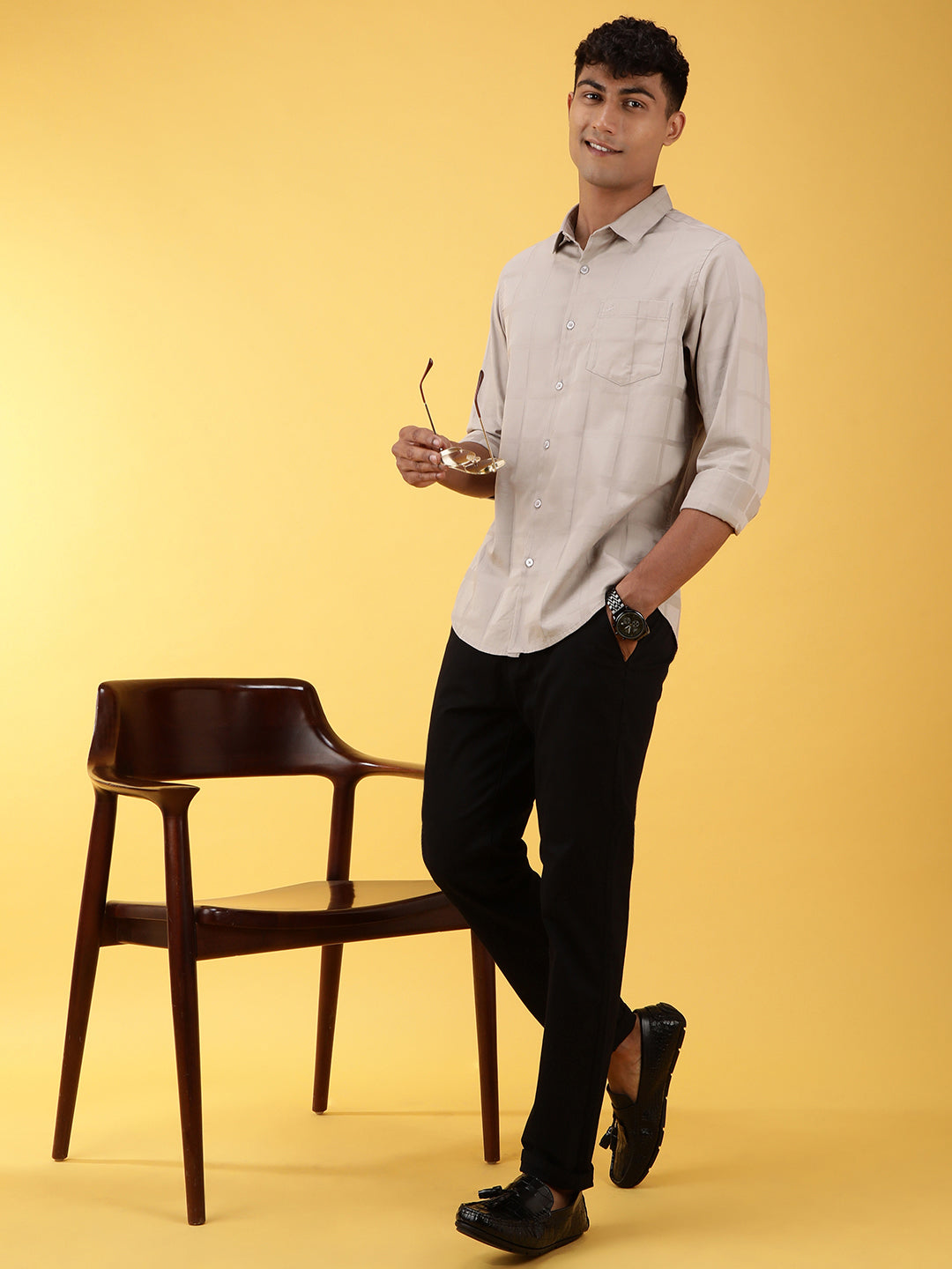 Self Pattern Plain Shirt