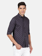 Crocodile Casual Full Sleeve Slim Fit Printed Dark Grey with Collar Shirt for Men