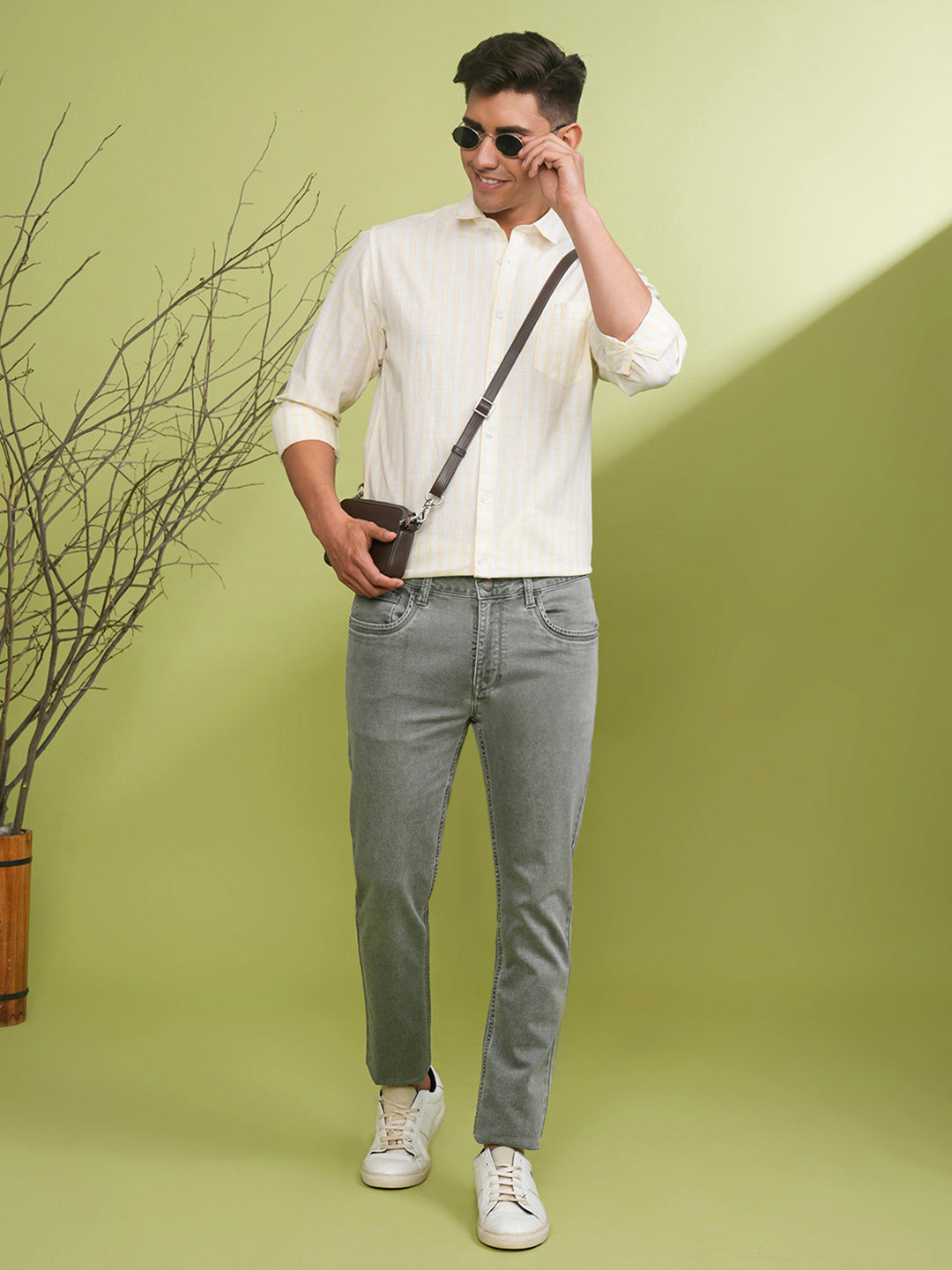 Crocodile Men's Green Slim Fit Shirt