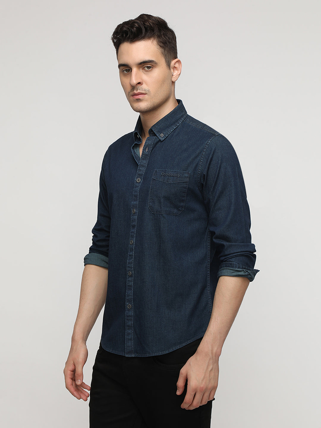 Buy indigo Denim Stretch Shirt – Crocodile