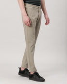 Casual Trim Fit Printed Beige Trousers for Men