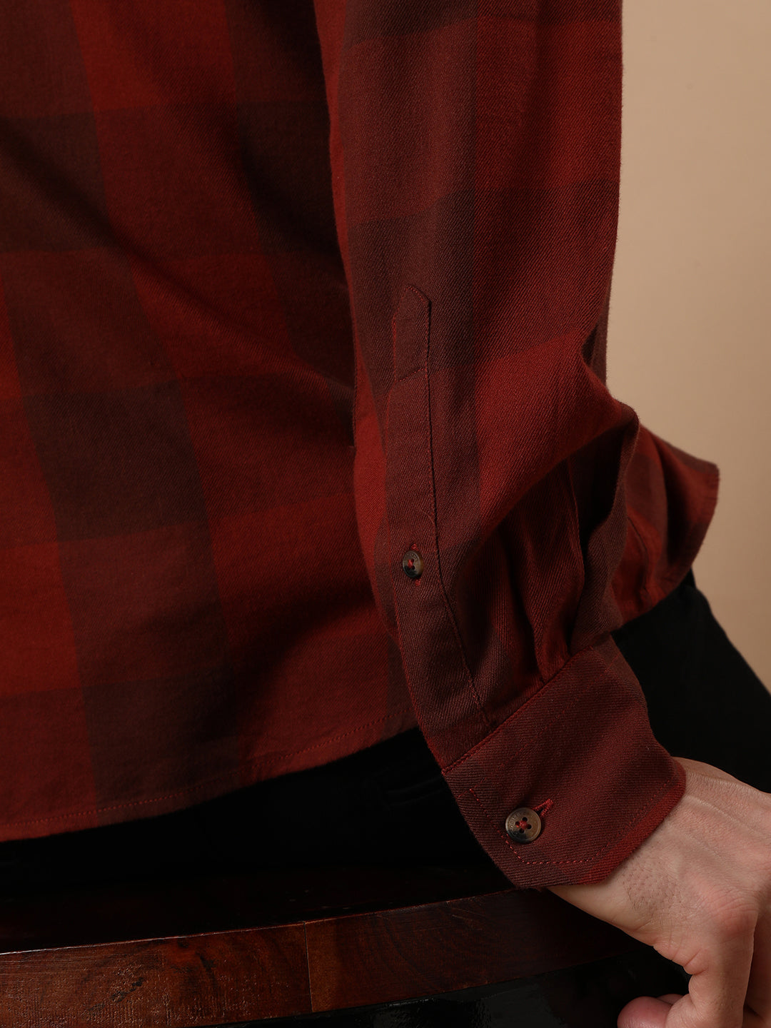 Close-up of red fabric with texture detail