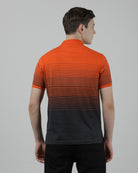 Casual Orange T-Shirt Half Sleeve Slim Fit Jersey Engineering Stripe with Collar for Men