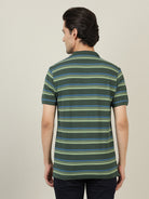 Crocodile Men Dark Green Stripe Polo T-Shirt