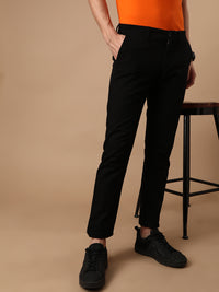Slim Fit Casual Solid Black Trouser