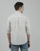 Casual Full Sleeve Slim Fit Printed Shirt Beige for Men