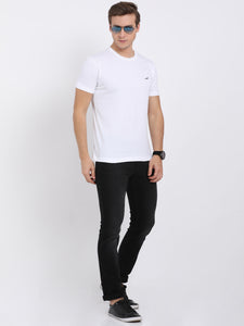 Men'S Solid Round Neck Half Sleeve Cotton T-Shirt - White