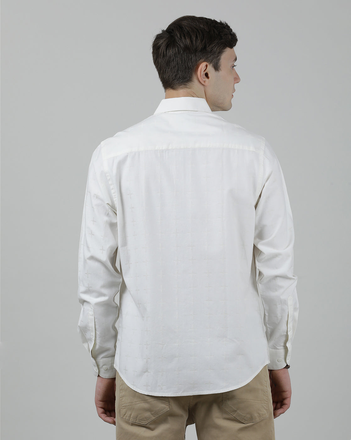 Casual White Full Sleeve Comfort Fit Solid Shirt with Collar for Men