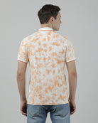 Casual Orange T-Shirt Tie and Dye Half Sleeve Slim Fit with Collar for Men