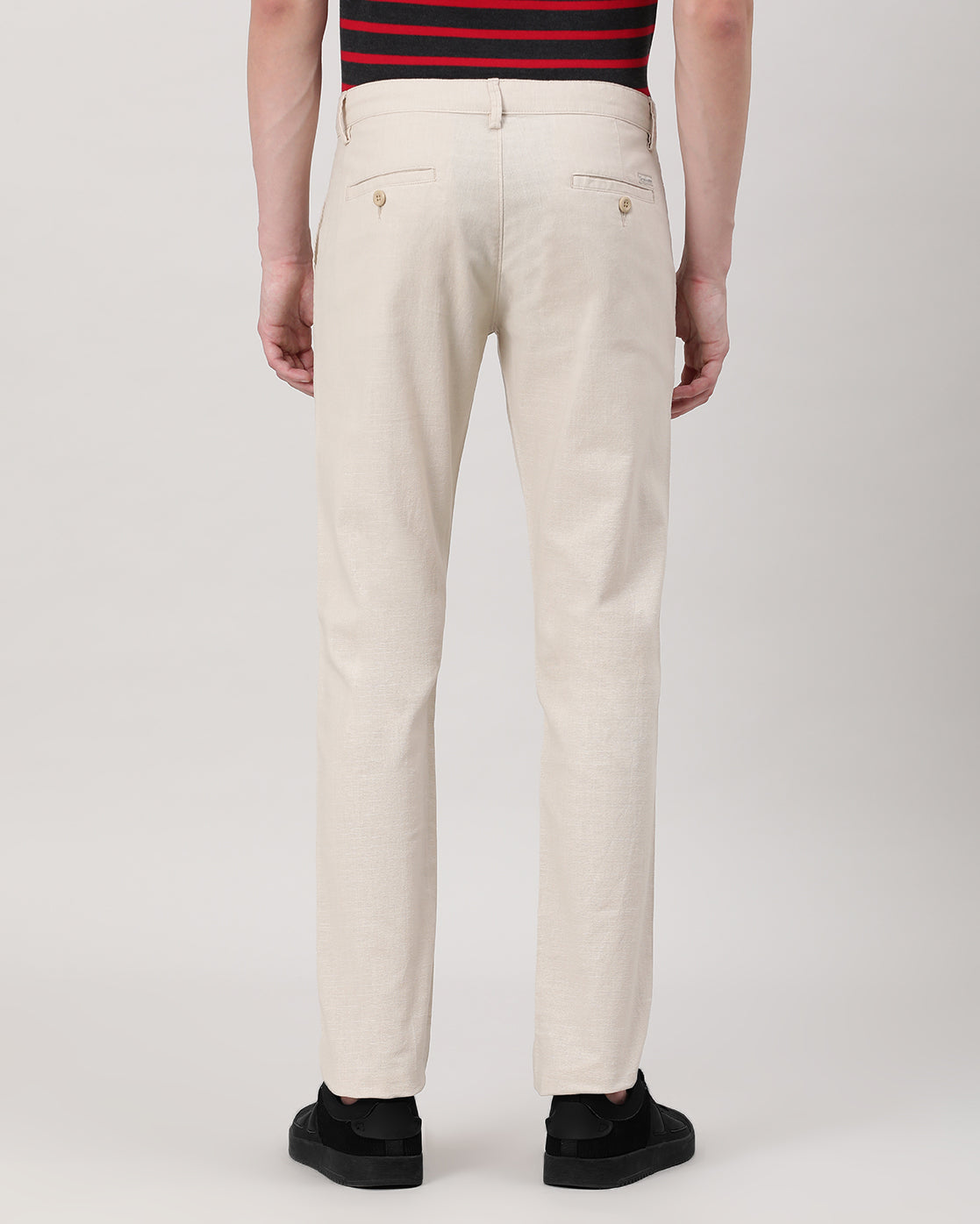 Casual Trousers Slim Fit Solid Beige for Men
