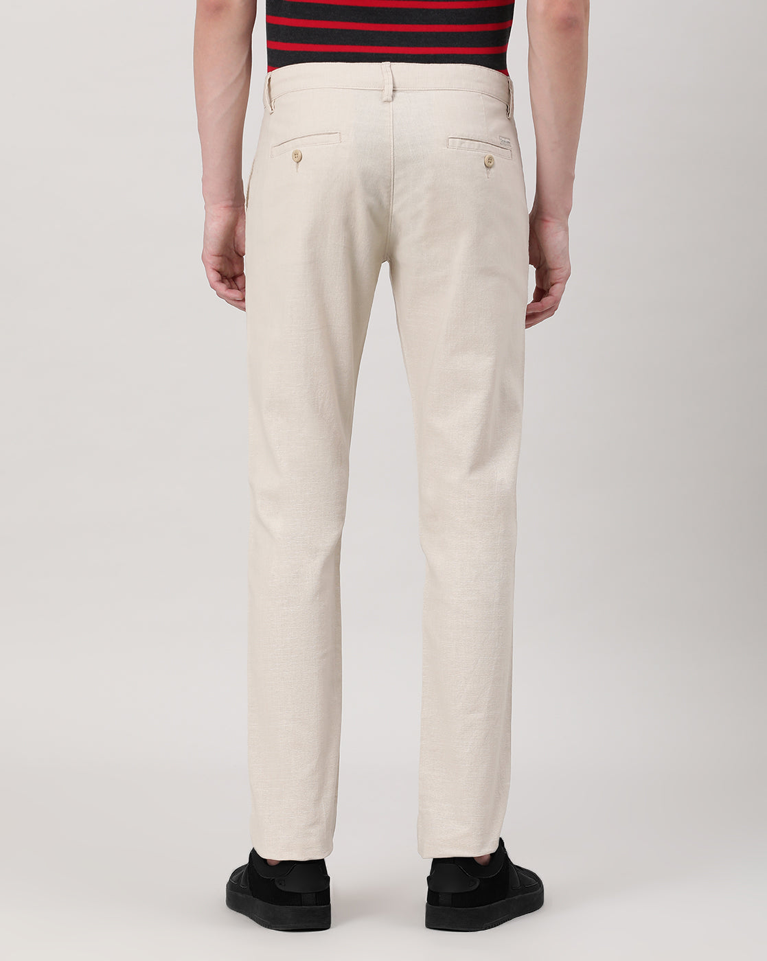Casual Trousers Slim Fit Solid Beige for Men