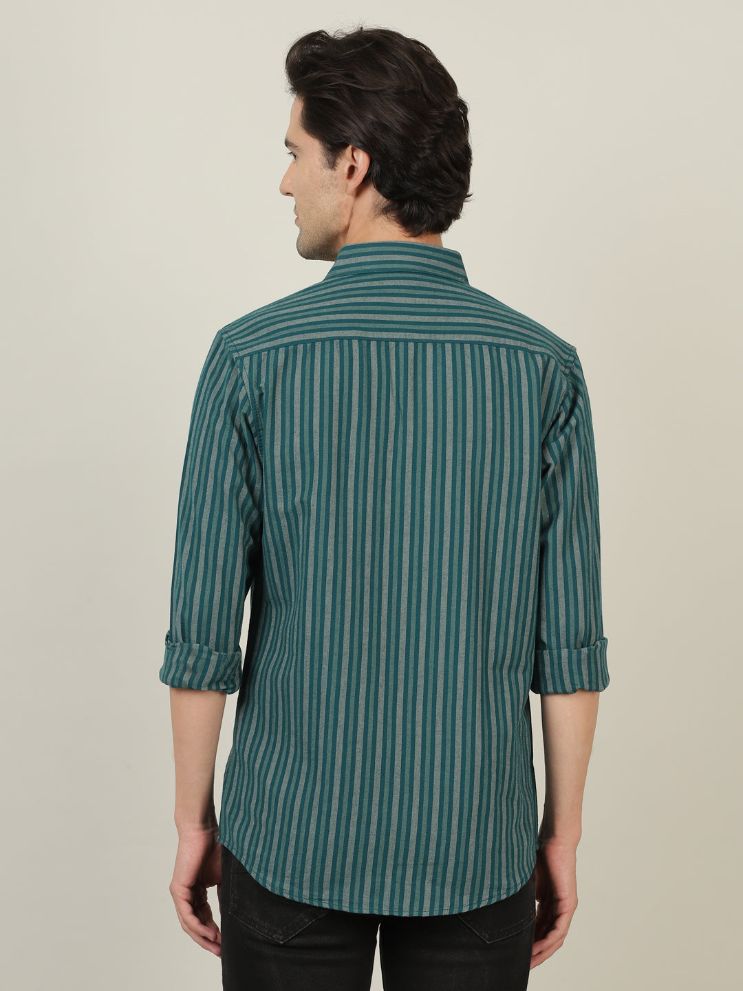 Crocodile Men Stripe Green Shirt