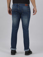 Casual Slim Fit Solid Mid Blue Denim for Men