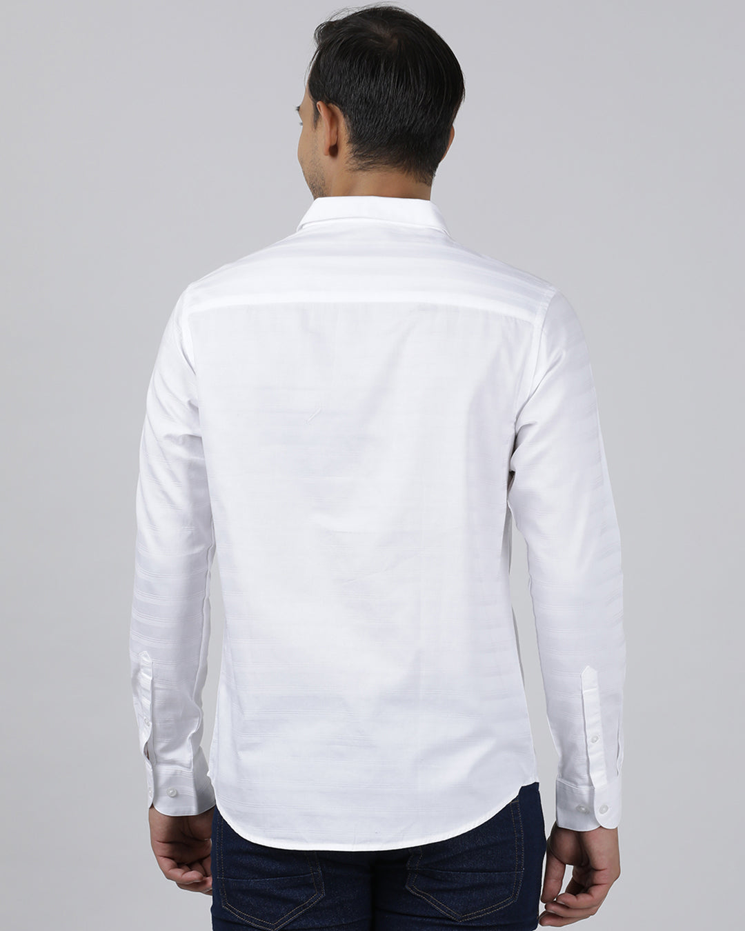 Casual White Full Sleeve Regular Fit Solid Shirt with Collar for Men