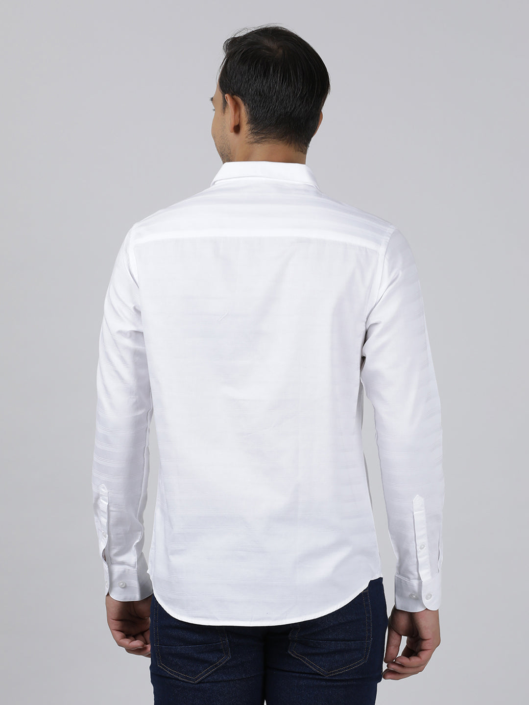 Casual White Full Sleeve Regular Fit Solid Shirt with Collar for Men