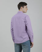 Casual Full Sleeve Comfort Fit Printed Shirt Purple with Collar for Men