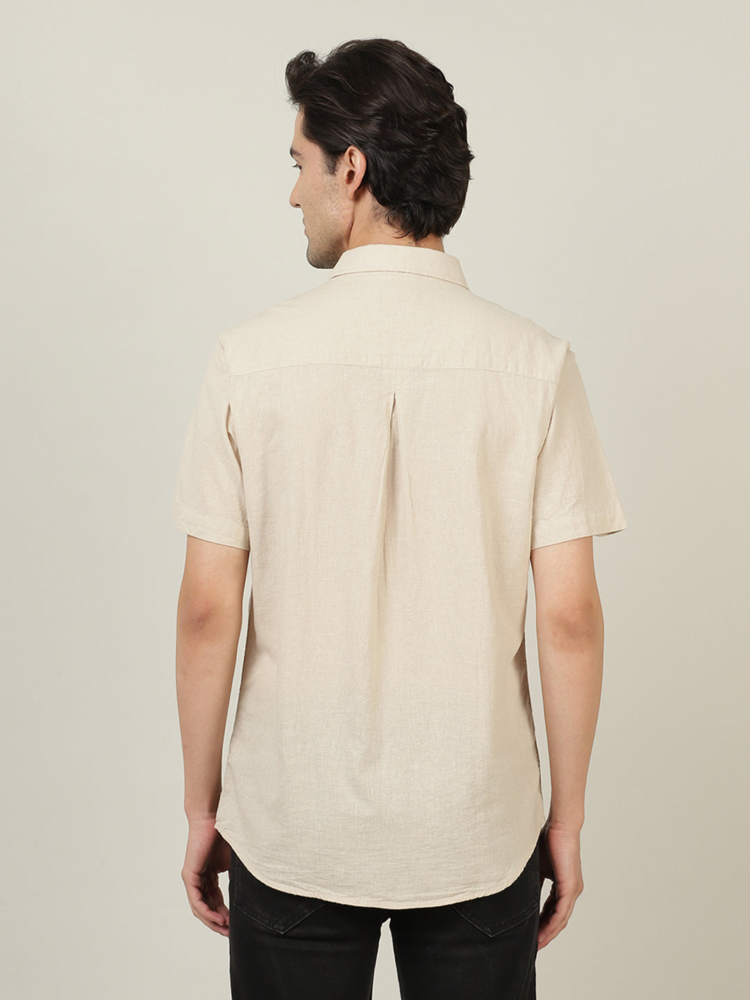 Crocodile Men Beige Woven Shirt