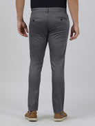 Casual Slim Fit Printed Grey Trousers for Men