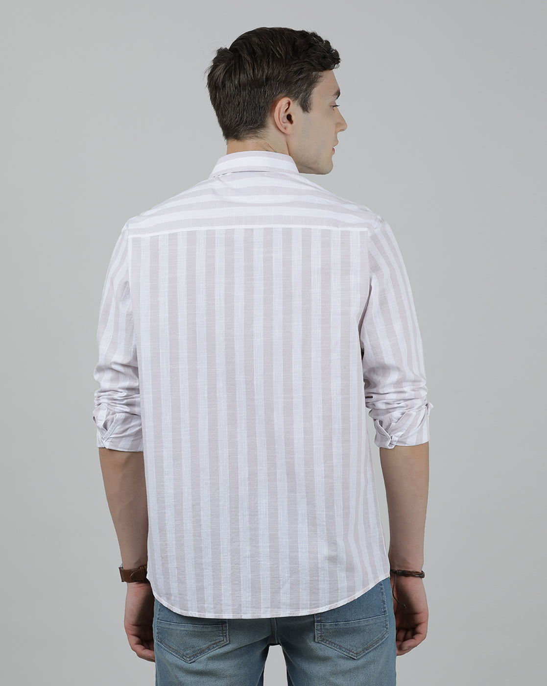 Casual Full Sleeve Comfort Fit Stripe Shirt Purple for Men