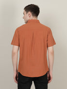 Crocodile Men Copper Solid Casual Shirt