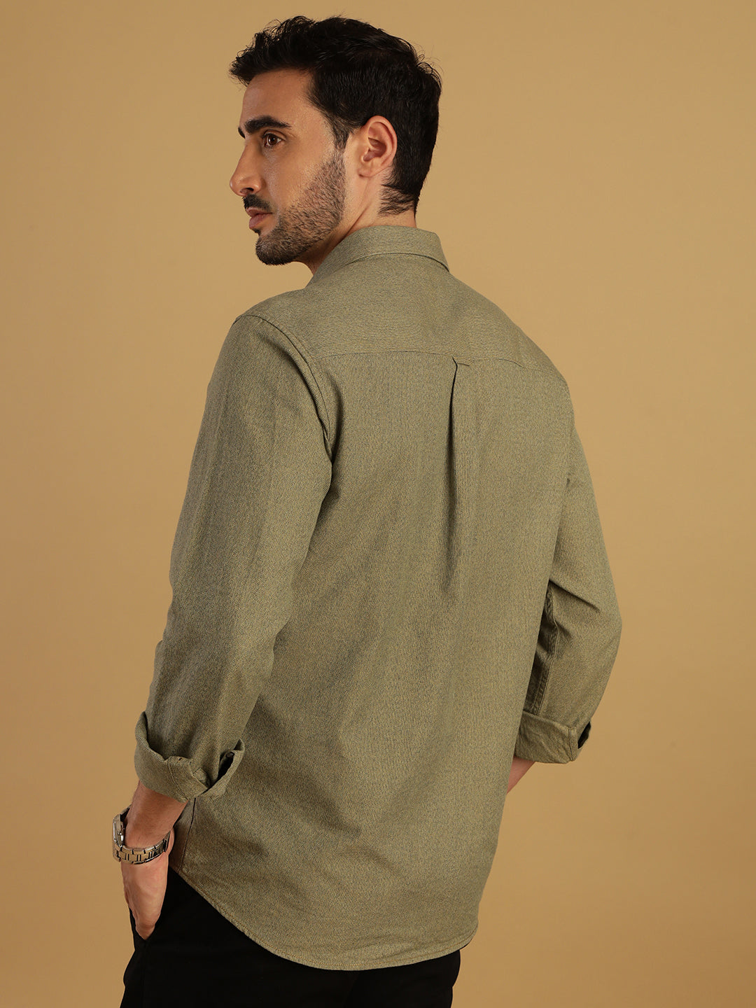 Discover Crocodile Grindle Textured Green Shirt Online