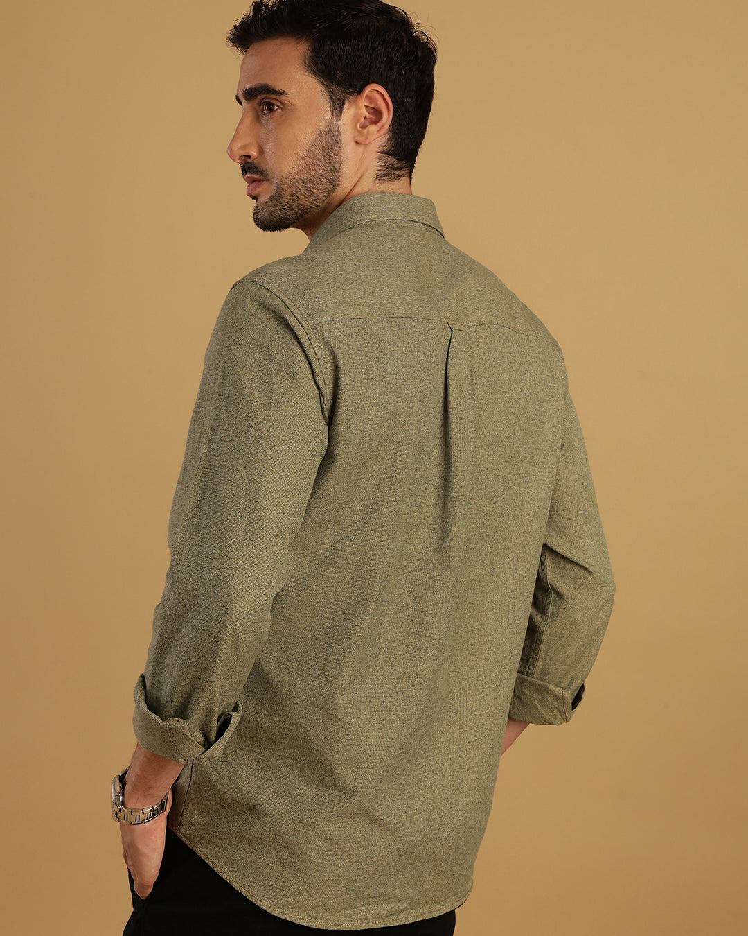 Discover Crocodile Grindle Textured Green Shirt Online