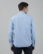 Casual Full Sleeve Comfort Fit Printed Shirt Sky Blue with Collar for Men